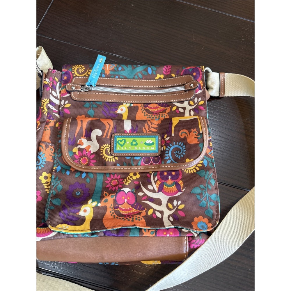 Lily Bloom Crossbody Bag Doe Deer Floral Pattern Purse